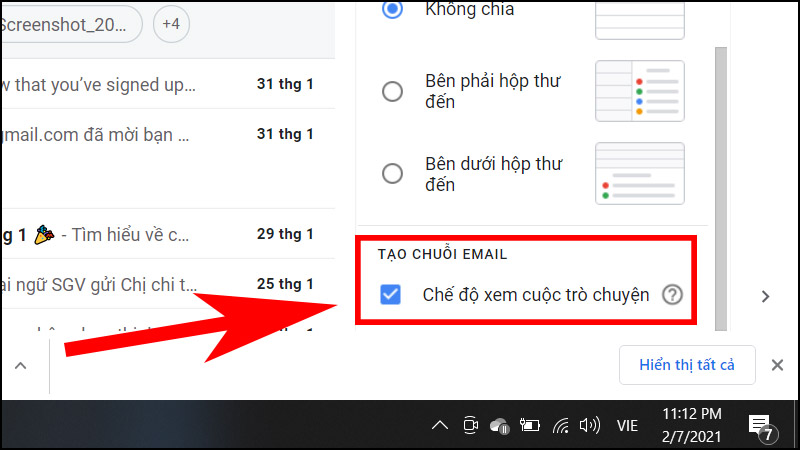  Tắt chế độ xem cuộc tr&ograve; chuyện.